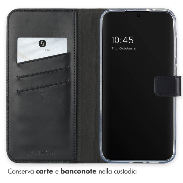 Selencia Cover a libro in vera pelle Samsung Galaxy S24 FE - Nero