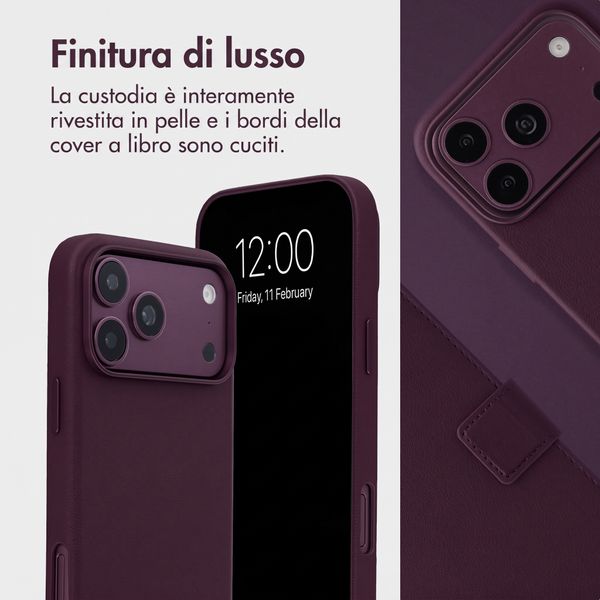 Accezz Cover in pelle 2 in 1 con MagSafe Apple iPhone 18 Pro / 17 Pro - Heath Purple