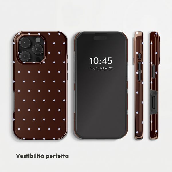 Selencia Cover posteriore Vivid con MagSafe Apple iPhone 16 Pro - Happy Dots Chocolate