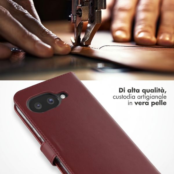 Selencia Cover a libro in vera pelle Google Pixel 9A - Burgundy