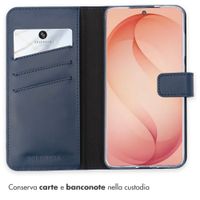 Selencia Cover a libro in vera pelle Samsung Galaxy S26 Plus - Blu scuro