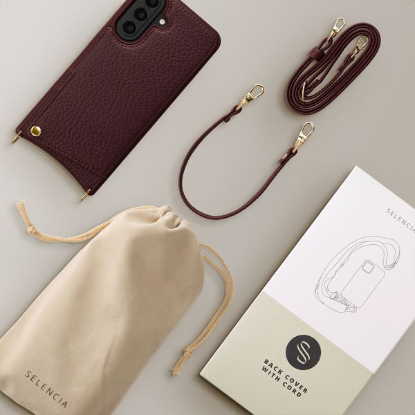 Selencia Cover per telefono Nova con cordino e portacarte Samsung Galaxy A57 (5G) - Bold Burgundy