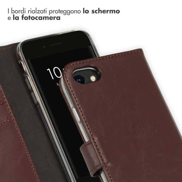 Selencia Cover a libro in vera pelle Apple iPhone SE (2022 / 2020) / 8 / 7 / 6(s) - Marrone
