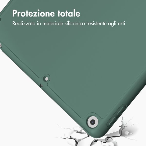 Accezz Cover a libro in silicone Smart Apple iPad 9 (2021) 10.2 pollici / iPad 8 (2020) 10.2 pollici / iPad 7 (2019) 10.2 pollici - Verde scuro