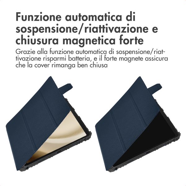 Accezz Libreria a tre ante robusta Samsung Galaxy Tab A9 Plus - Blu scuro