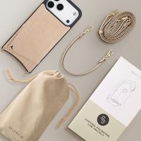 Selencia Cover per telefono Nova Croco con cordino e portacarte Apple iPhone 18 Pro / 17 Pro - Beige