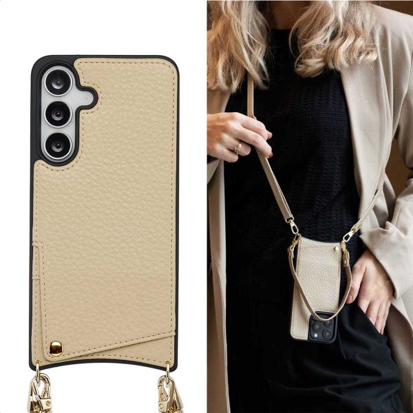Selencia Cover per telefono Nova con cordino e portacarte Samsung Galaxy S25 FE - Beige