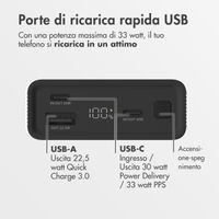 imoshion Powerbank in alluminio Ultra Series 20.000 mAh - Ricarica rapida fino a 33 watt - Nero