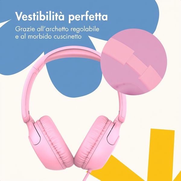 imoshion Cuffie per bambini con filo - cavo AUX - limitatore di decibel - Candy Pink