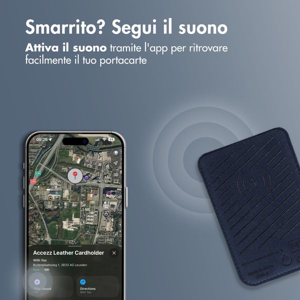 Accezz Portacarte in pelle magnetico - Compatibile con Apple Find My - Nightfall Blue