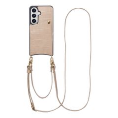 Selencia Cover per telefono Nova Croco con cordino e portacarte Samsung Galaxy S26 - Beige