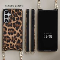 Selencia Cover per telefono Nova con cordino e portacarte Samsung Galaxy S25 FE - Leopard