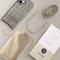 Selencia Cover per telefono Nova Croco con cordino e portacarte Apple iPhone 16 - Argento