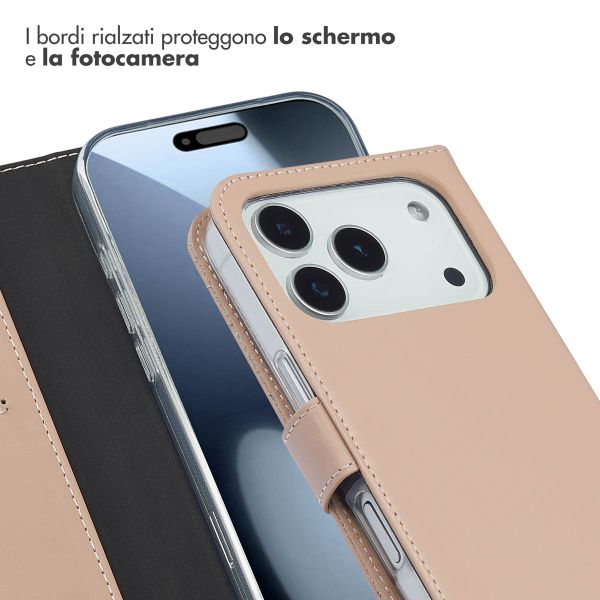 Selencia Cover a libro in vera pelle Apple iPhone 17 Pro - Dusty Pink