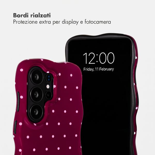 Selencia Cover Vivid Wavy con MagSafe Samsung Galaxy S26 Ultra - Happy Dots Burgundy