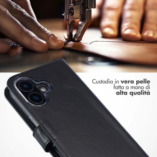 Selencia Cover a libro in vera pelle Apple iPhone 16 Plus - Nero
