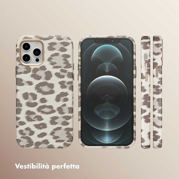 Selencia Cover Sabi Stampa pantera con MagSafe Apple iPhone 12 (Pro) - Soft Ivory