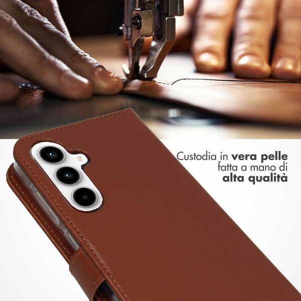 Selencia Cover a libro in vera pelle Samsung Galaxy A55 - Marrone chiaro