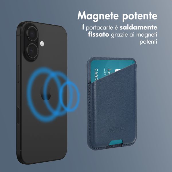 Accezz Portacarte in pelle magnetico - Compatibile con Apple Find My - Nightfall Blue
