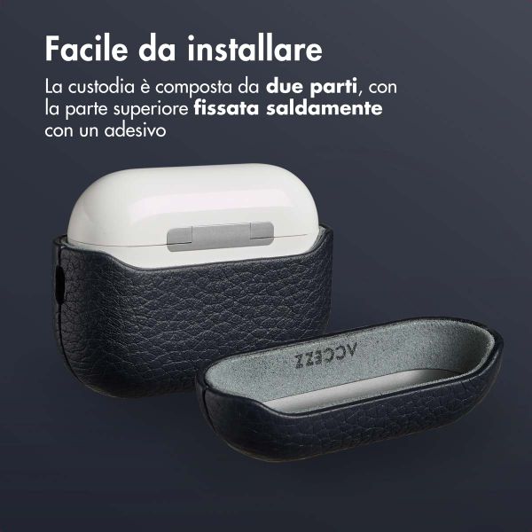 Accezz Cover in vera pelle  Apple Airpods Pro 3 - Blu scuro