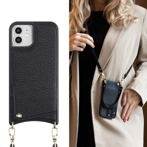 Selencia Cover per telefono Nova con cordino e portacarte Apple iPhone 12 (Pro) - Nero