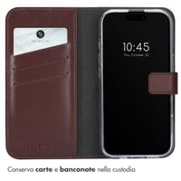 Selencia Cover a libro in vera pelle Apple iPhone 16 - Marrone