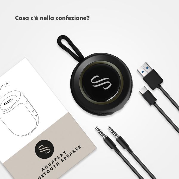 Selencia Altoparlante Bluetooth AquaPlay - Altoparlante wireless - Impermeabile - Nero