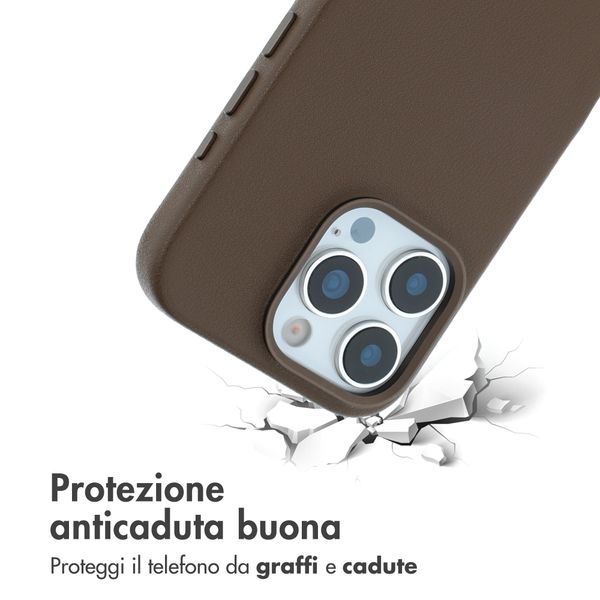 Accezz Cover in Pelle con MagSafe Apple iPhone 16 Pro - Marrone caffè
