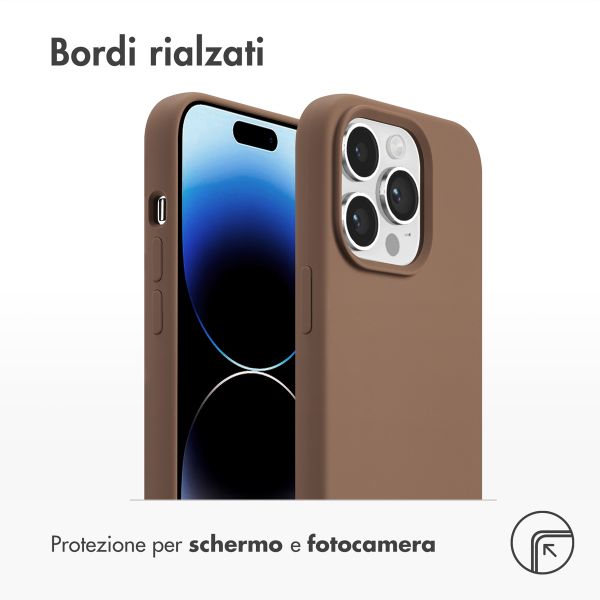 Accezz Cover in silicone liquido con MagSafe Apple iPhone 14 Pro - Marrone chiaro