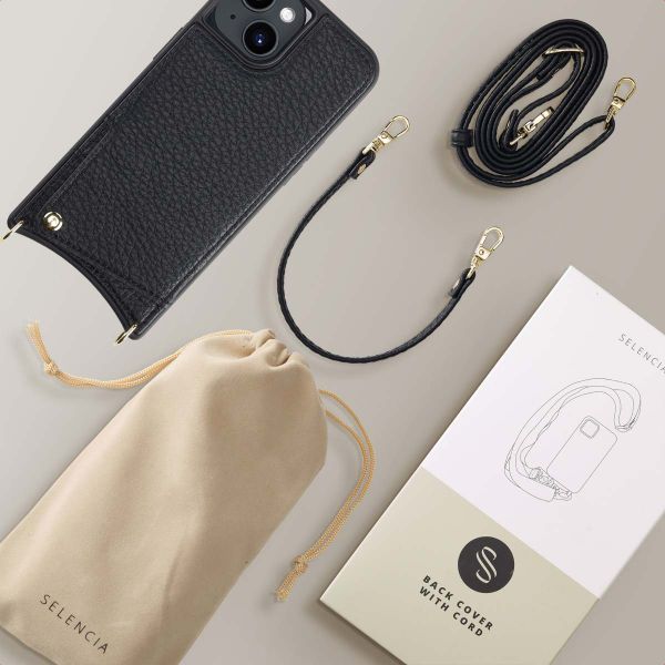 Selencia Cover per telefono Nova con cordino e portacarte Apple iPhone 14 - Nero