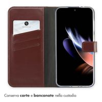 Selencia Cover a libro in vera pelle Samsung Galaxy A36 / A56 - Marrone