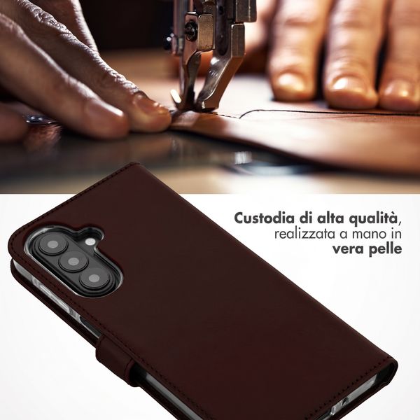 Selencia Cover a libro in vera pelle Samsung Galaxy A27 (5G) - Marrone scuro