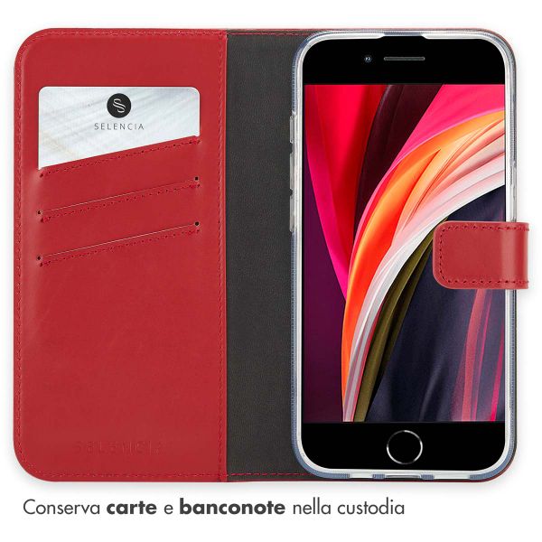 Selencia Cover a libro in vera pelle Apple iPhone 17e / 16e - Rosso