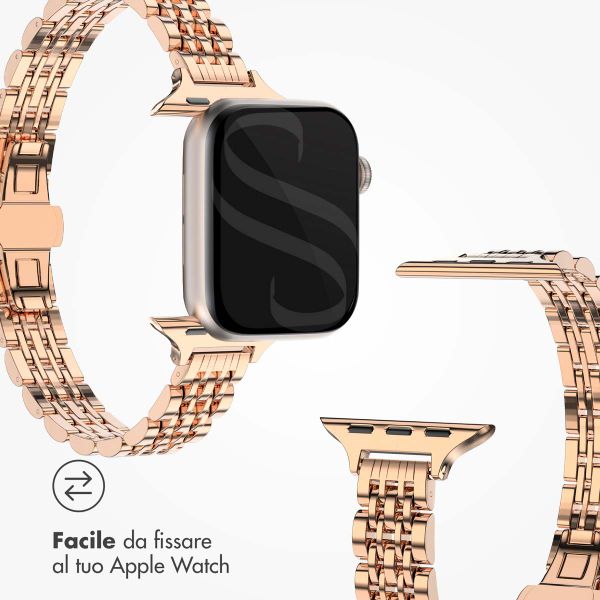 Selencia Cinturino sottile in acciaio ispirato a Jubilee Apple Watch | 38/40/41/42 mm - Oro rosa