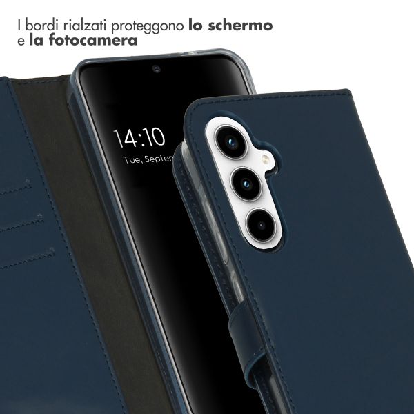 Selencia Cover a libro in vera pelle Samsung Galaxy A55 - Blu scuro