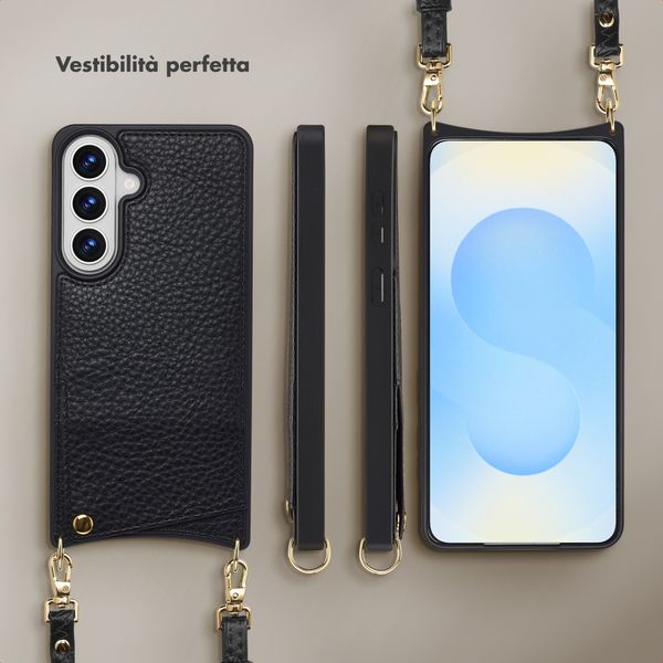 Selencia Cover per telefono Nova con cordino e portacarte Samsung Galaxy S26 Plus - Nero
