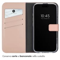 Selencia Cover a libro in vera pelle Apple iPhone 16 - Dusty Pink