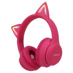 imoshion Cuffie wireless per bambini LED Light Cat Ear - Limitatore di Decibel - Con cavo AUX - Hot Pink