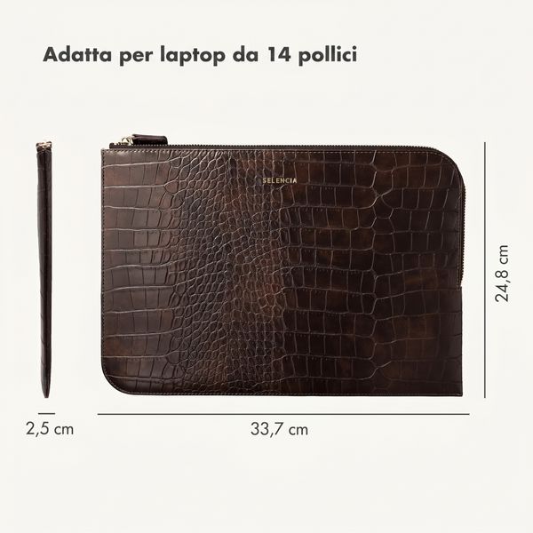 Selencia Cover per laptop Croco 14 pollici - Choco Brown