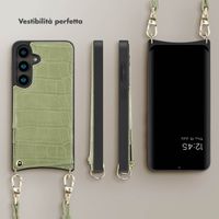 Selencia Cover per telefono Nova Croco con cordino e portacarte Samsung Galaxy S24 - Sage Green