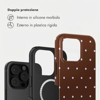 Selencia Cover posteriore Vivid con MagSafe Apple iPhone 16 Pro - Happy Dots Chocolate