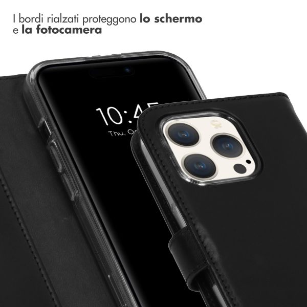 Selencia Cover a libro in vera pelle Apple iPhone 15 Pro - Nero