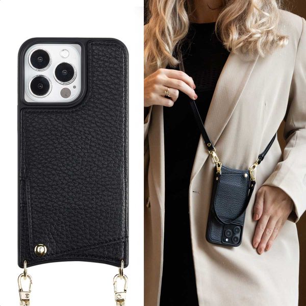 Selencia Cover per telefono Nova con cordino e portacarte Apple iPhone 13 Pro - Nero