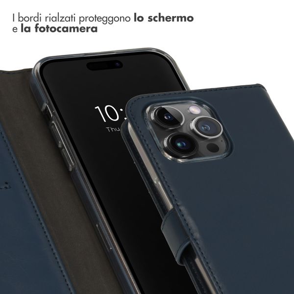 Selencia Cover a libro in vera pelle Apple iPhone 15 Pro Max - Blu