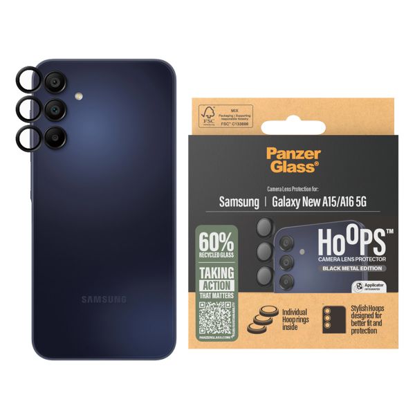PanzerGlass Pellicole protettive fotocamera Hoops Optic Rings Samsung Galaxy A16 4G/5G - Nero