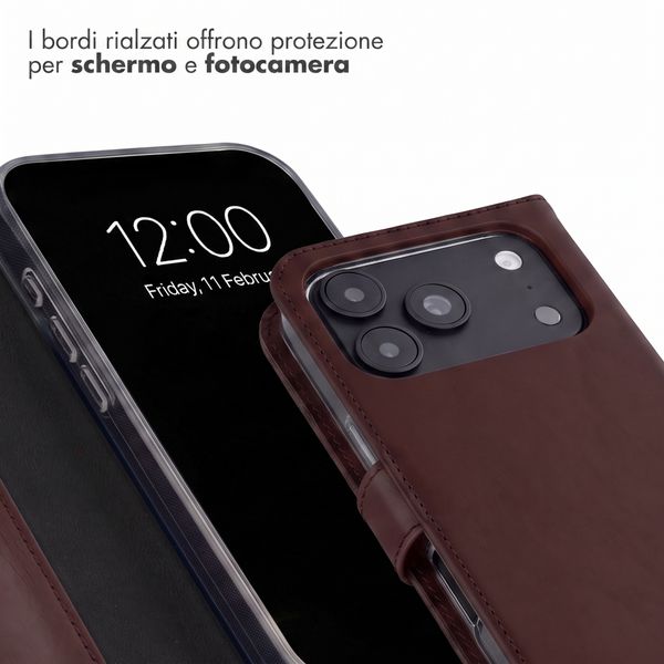 Selencia Cover a libro in vera pelle Apple iPhone 18 Pro Max / 17 Pro Max - Marrone