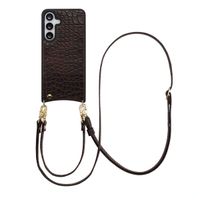 Selencia Cover per telefono Nova Croco con cordino e portacarte Samsung Galaxy S25 FE - Choco Brown