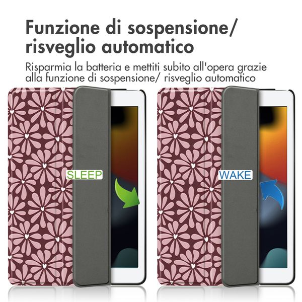 imoshion Cover Trifold Design Apple iPad 9 (2021) 10.2 pollici / iPad 8 (2020) 10.2 pollici / iPad 7 (2019) 10.2 pollici - Bloom Love Blush