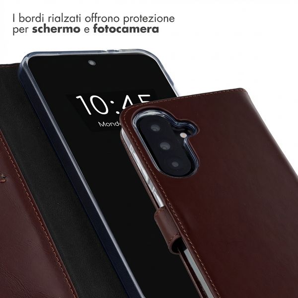 Selencia Cover a libro in vera pelle Samsung Galaxy A37 (5G) - Marrone scuro