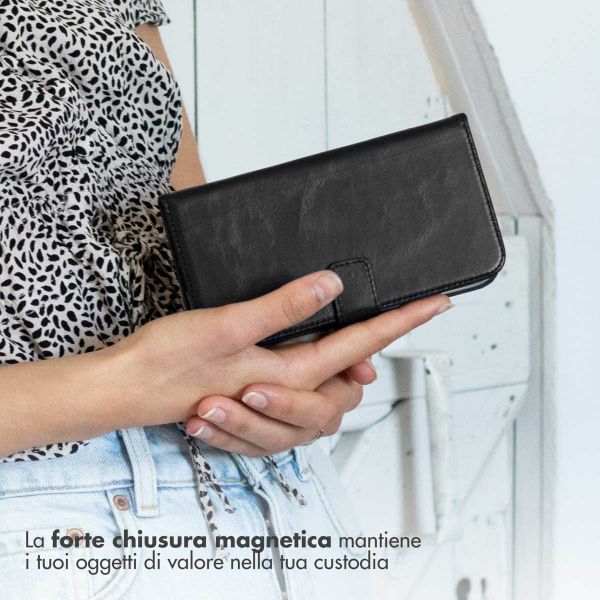 Selencia Cover a libro in vera pelle Apple iPhone 14 Pro - Nero